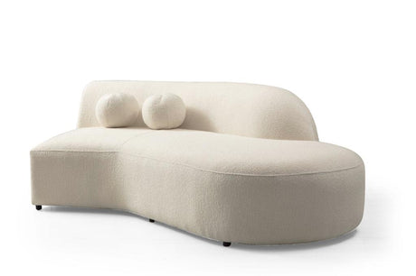 Front angle wide view of Ava Ivory Boucle Curved 134" RAF Sectional