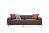 Detail view of Fortuna Brown 2.5-Seater Sofa fabric and cushion