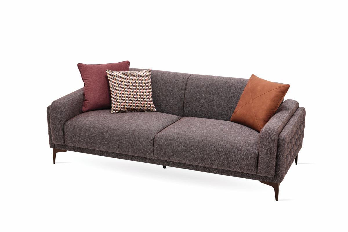 Fortuna Brown 2.5-Seater Sofa alternate front angle view