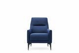 Fortuna Navy Blue Armchair close-up on fabric and headrest
