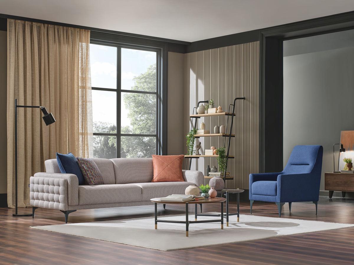 Fortuna Navy Blue Armchair side angle