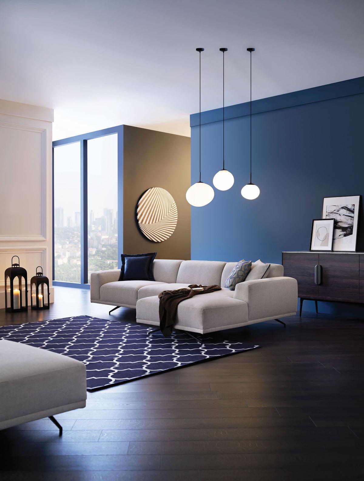 Giorno Ecru L-Shaped Corner Sofa side angle highlighting fabric and arm design