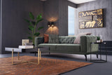Side view of Dorian Green 3-Seater Sofa showing armrest and seating depth