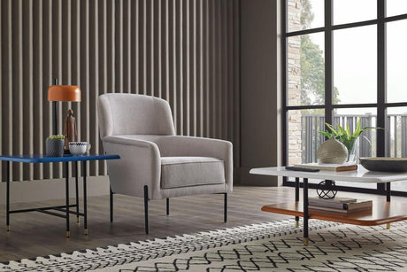 Dante Light Gray Upholstered Armchair angled view