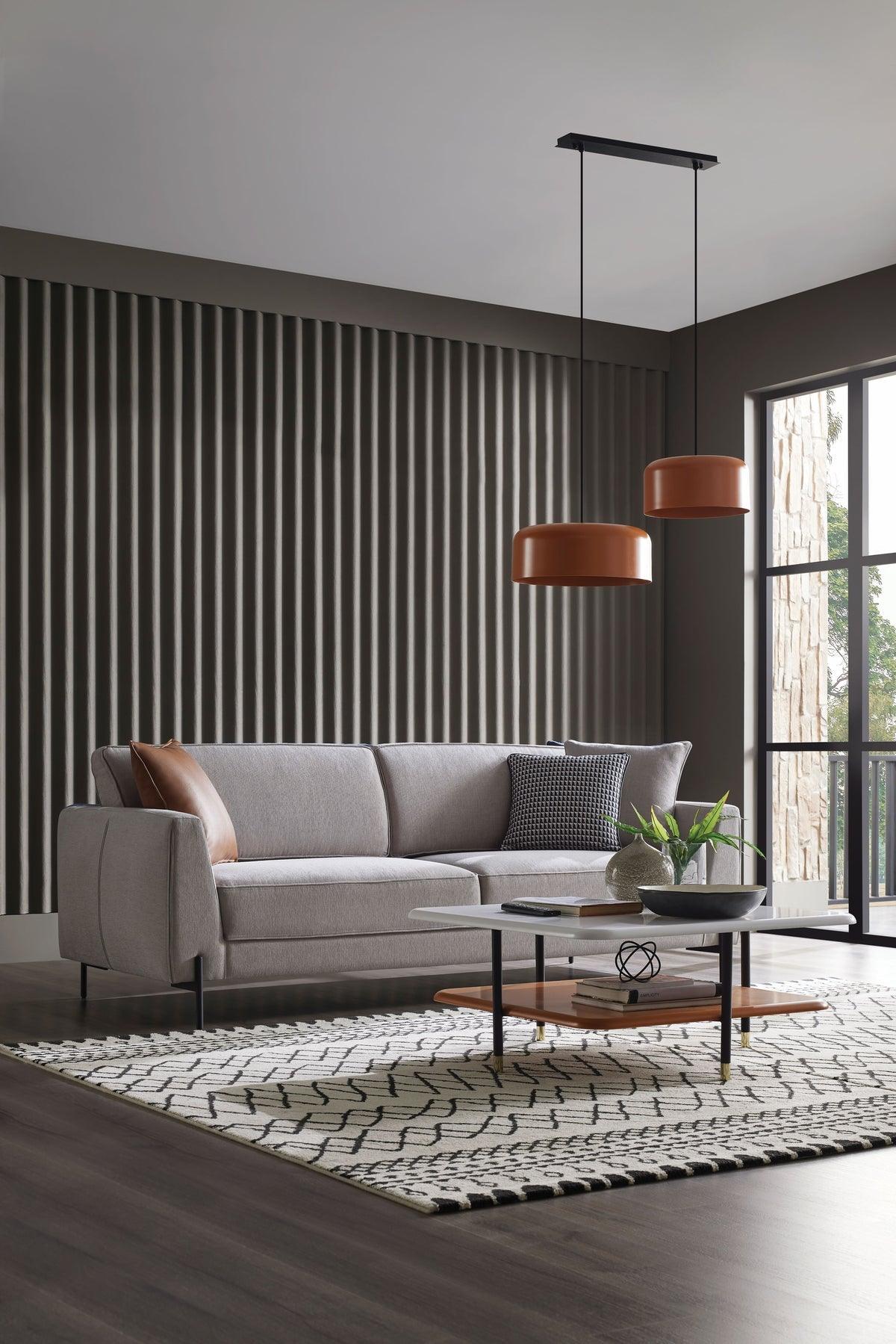 Dante Light Gray 3-Seater Sofa side angle showing armrest and cushions