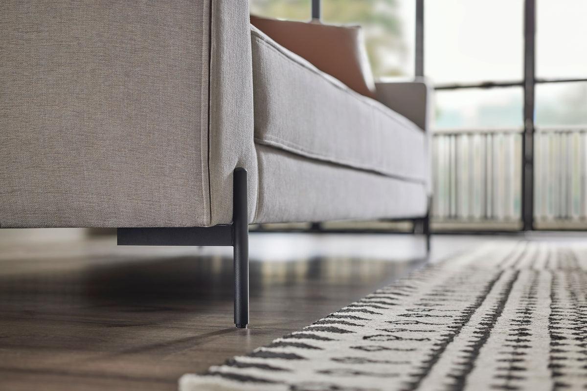 Close-up detail of Dante Light Gray 3-Seater Sofa fabric and stitching