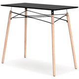 Jaspeni Black and Natural Wood Home Office Desk side profile
