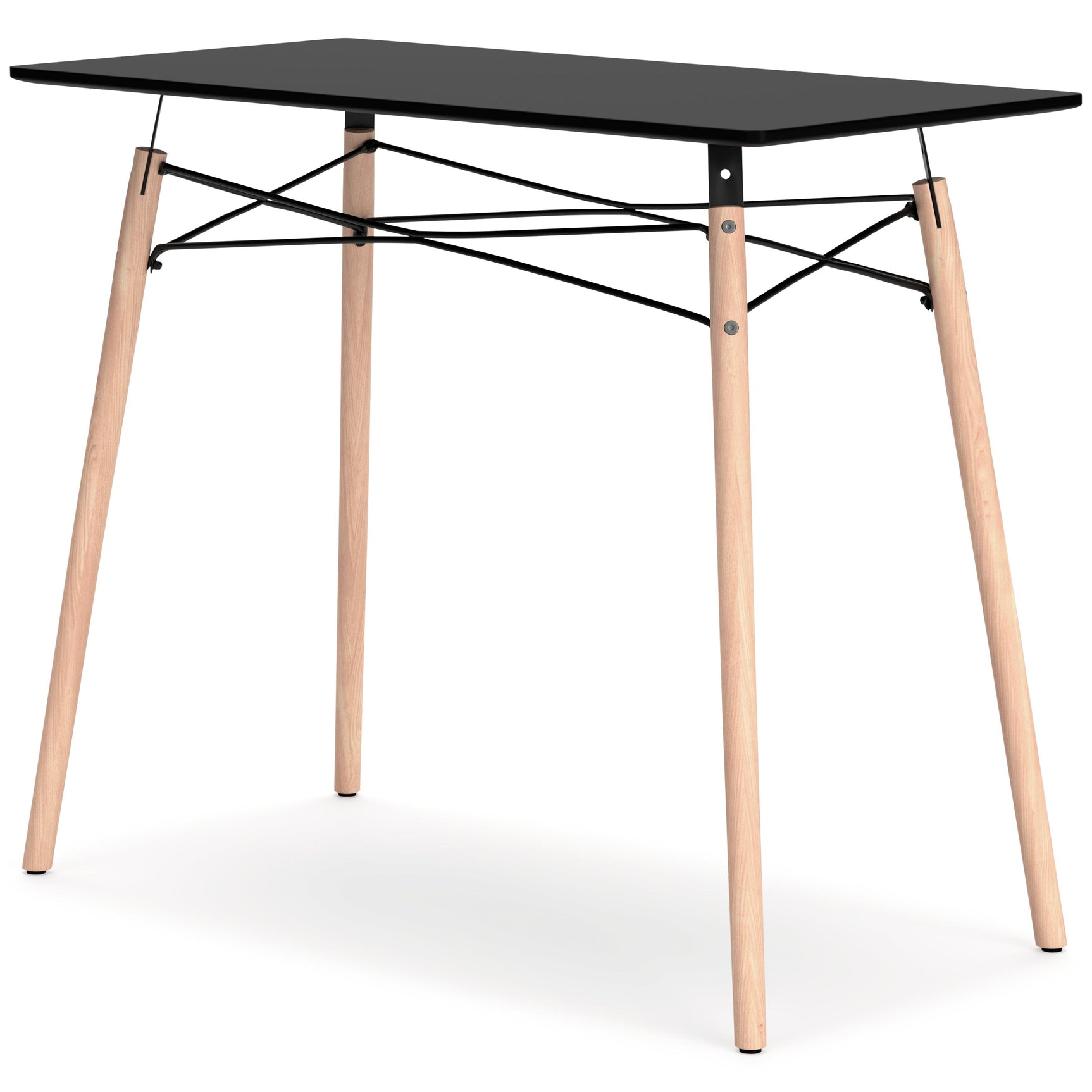 Jaspeni Black and Natural Wood Home Office Desk side profile