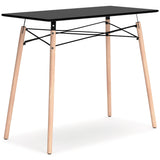 Jaspeni Black and Natural Wood Home Office Desk head on view