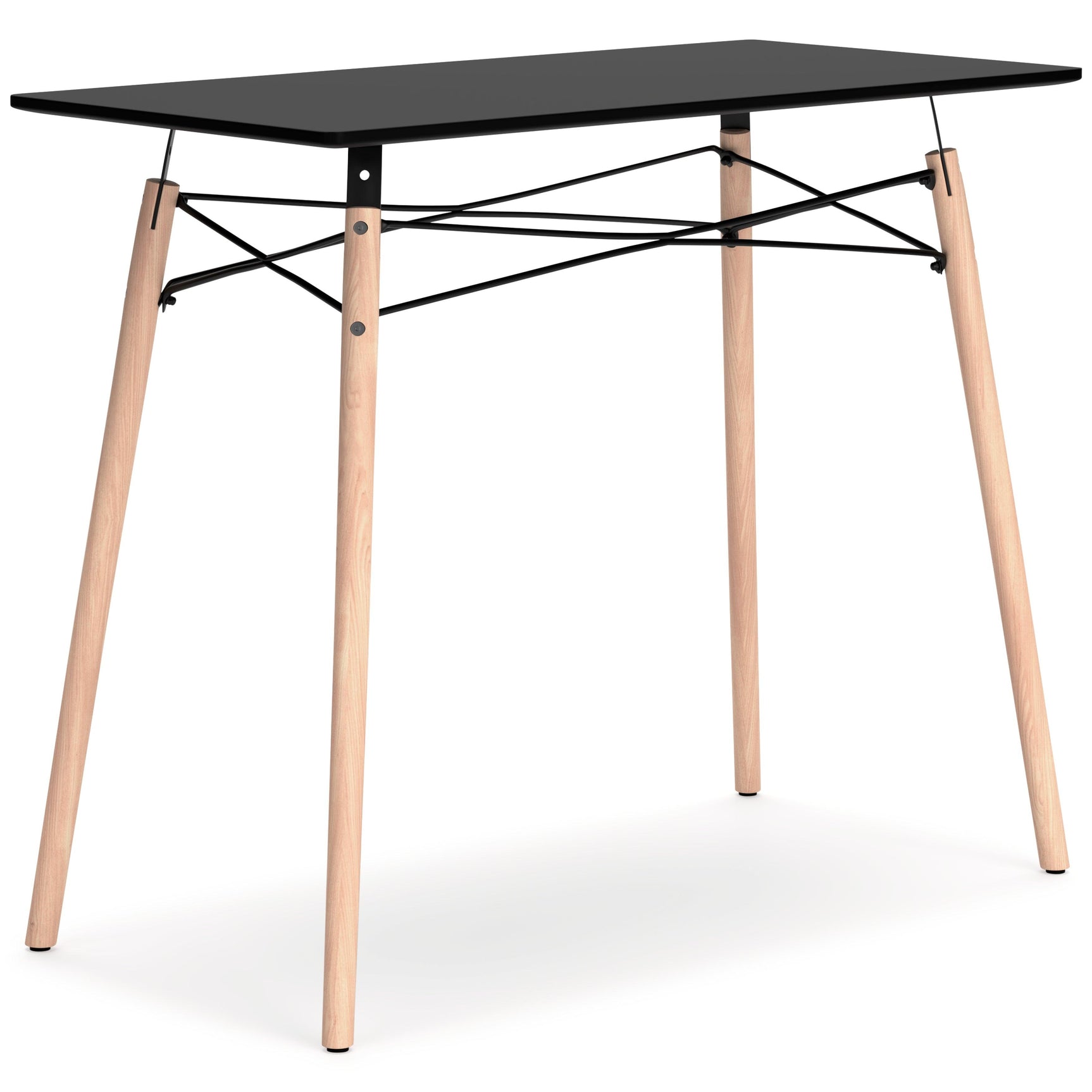 Jaspeni Black and Natural Wood Home Office Desk head on view