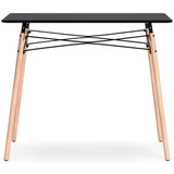 Jaspeni Black and Natural Wood Home Office Desk detail on drawer