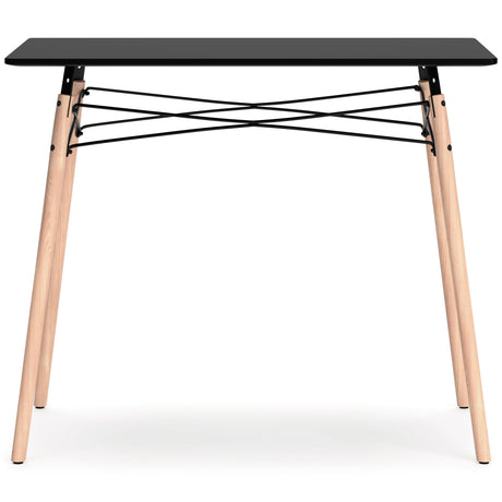 Jaspeni Black and Natural Wood Home Office Desk detail on drawer