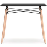 Jaspeni Black and Natural Wood Home Office Desk side angle