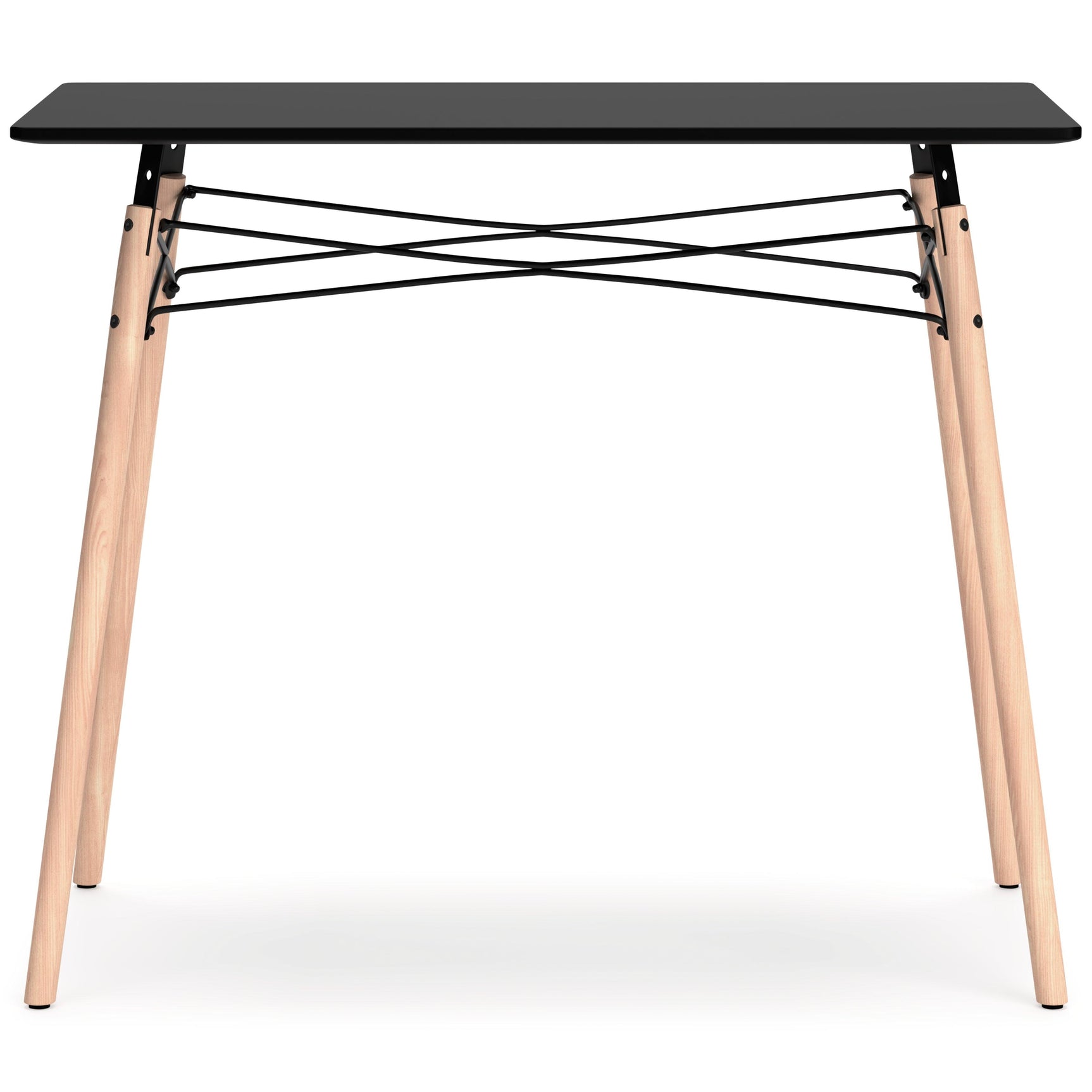 Jaspeni Black and Natural Wood Home Office Desk side angle