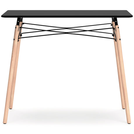 Jaspeni Black and Natural Wood Home Office Desk side angle
