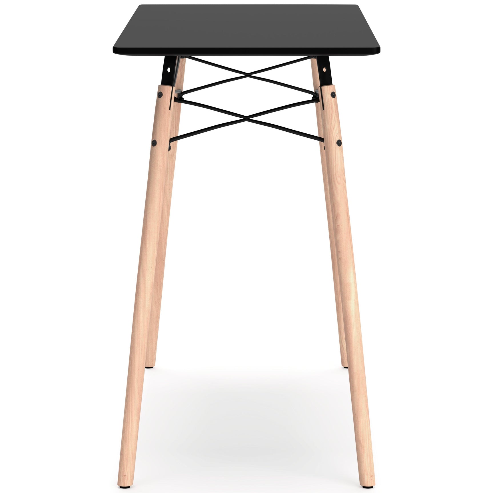 Jaspeni Black and Natural Wood Home Office Desk showing metal framework