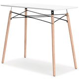 Jaspeni White and Natural Home Office Desk - side profile