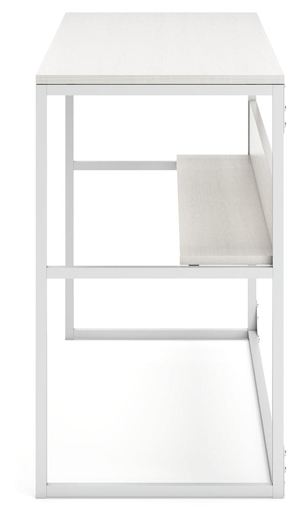 Deznee White Home Office Desk with drawer open detail