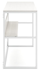 Back view of Deznee White Home Office Desk highlighting shelf