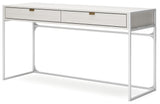 Deznee White Home Office Desk with back shelf and drawer view