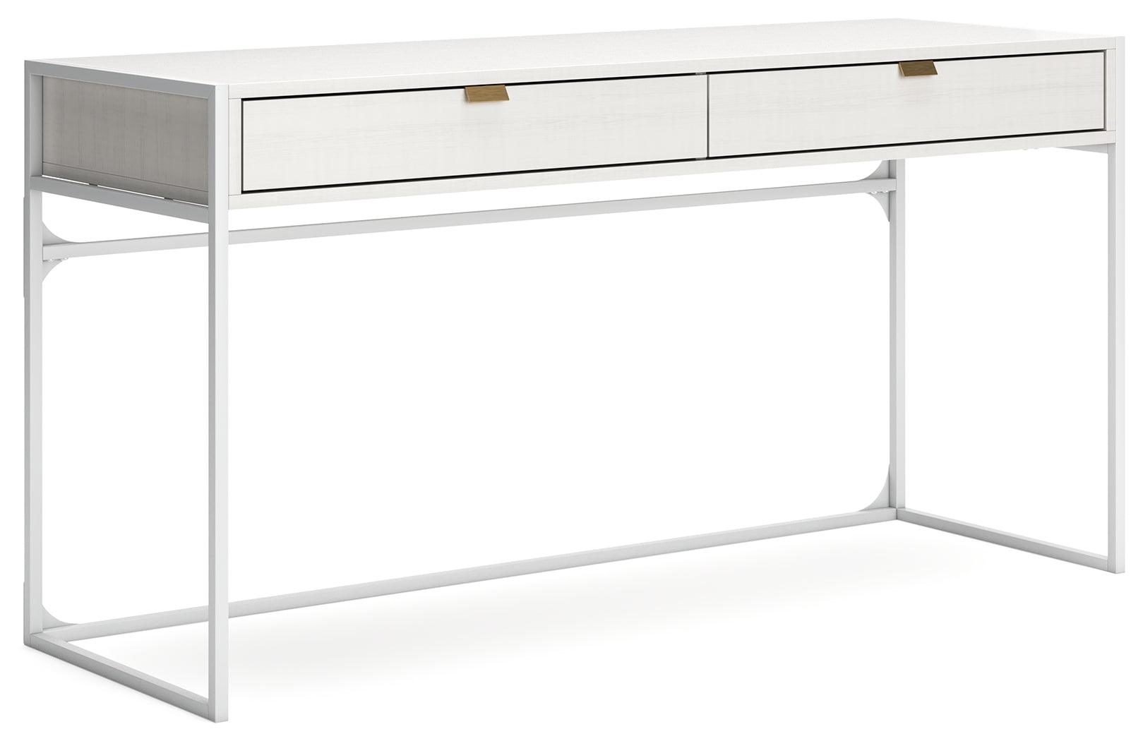Top angle showing shelf and desktop area of Deznee desk