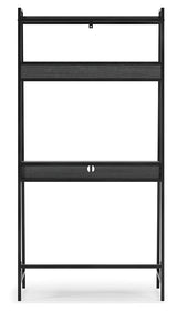 Yarlow 36 inch black home office desk detailed view of shelves