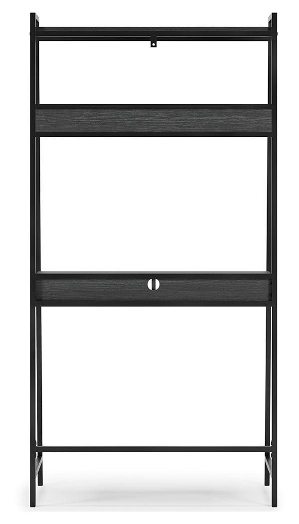 Yarlow 36 inch black home office desk detailed view of shelves