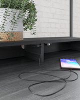 Yarlow 36 inch black home office desk wire management cutouts