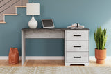 Shawburn White Dark Charcoal Gray 54" Home Office Desk