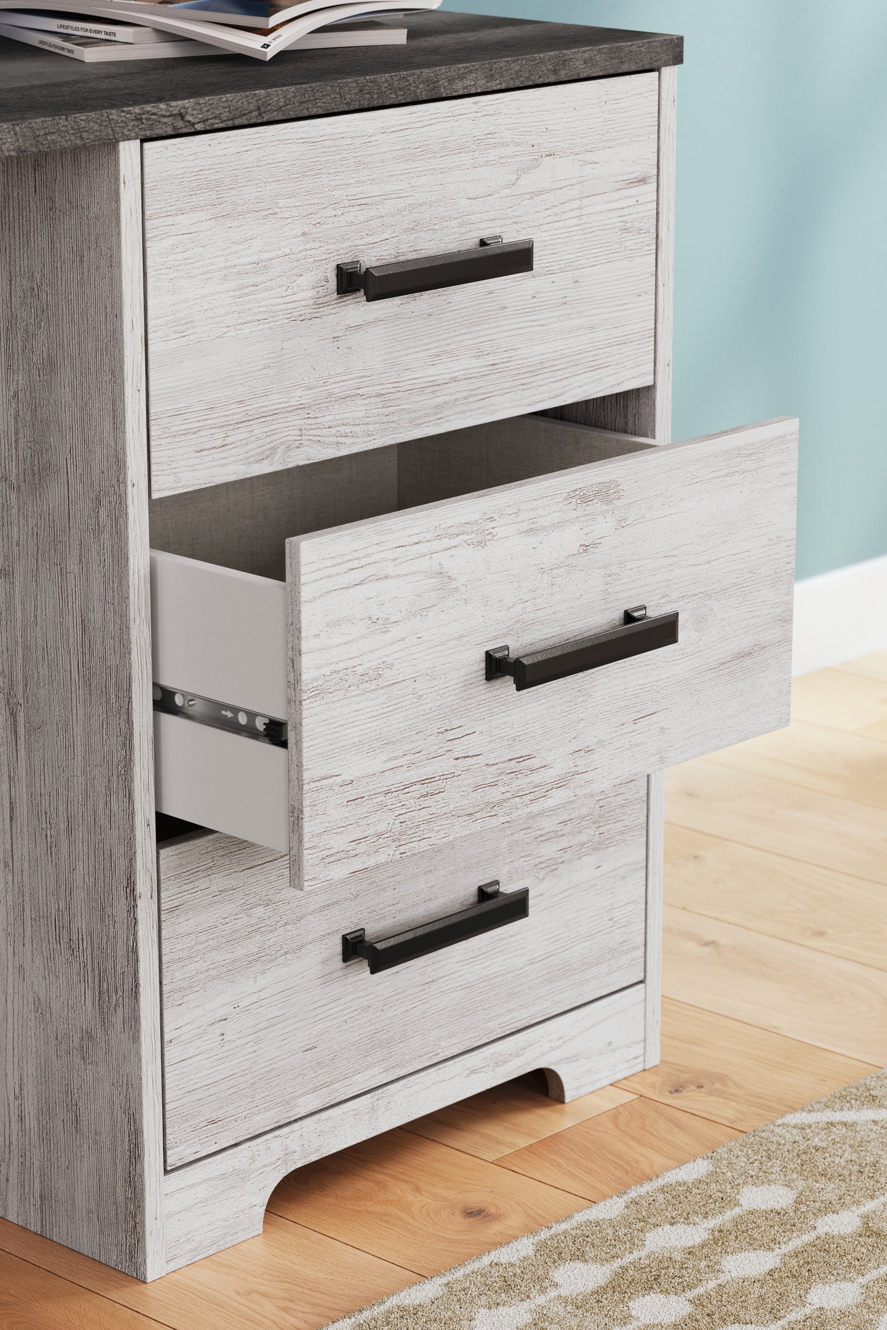 Shawburn White Dark Charcoal Gray 54" Home Office Desk