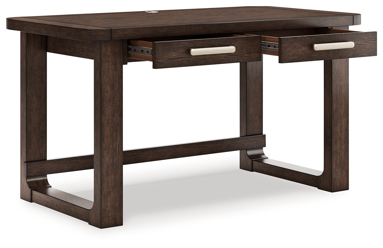 Breckington dark brown home office desk with chair and storage set