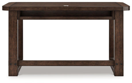 Breckington dark brown home office desk with chair and storage set