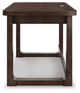 Breckington dark brown home office desk and chair set front view