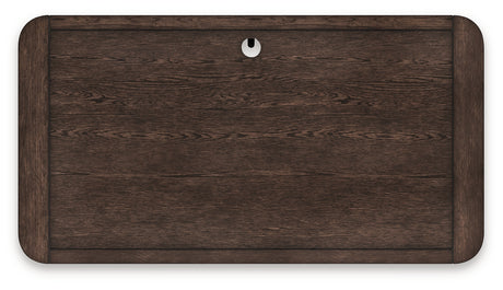 Top view showing desk surface and drawers