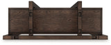 Breckington dark brown home office desk with chair and storage set