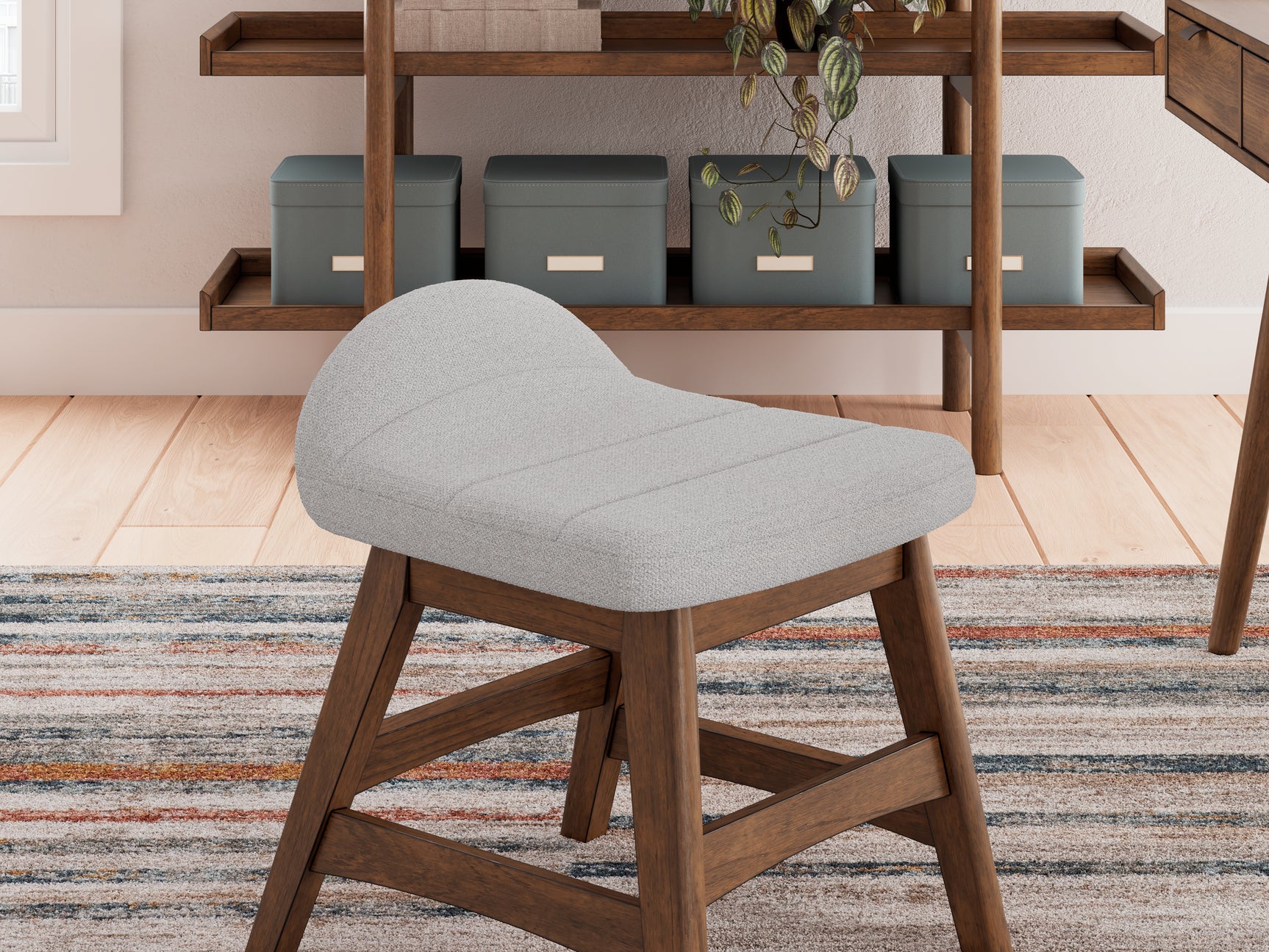 Lyncott brown home office desk with chair, front view