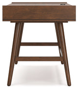 Lyncott brown home office desk with chair, front view