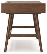 Lyncott brown home office desk with chair, front view