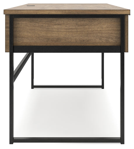 Close-up side view of desk drawer handle