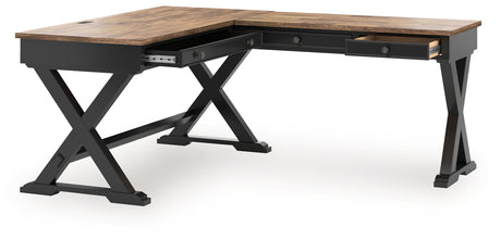 Open drop-down keyboard tray of Wildenauer desk