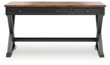 Front head-on view of the Wildenauer desk in brown and black finish