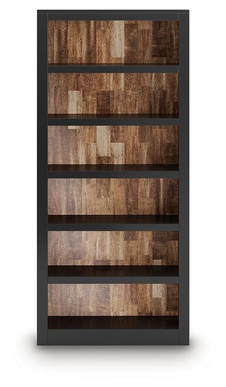 Wildenauer 75 inch brown and black bookcase front view