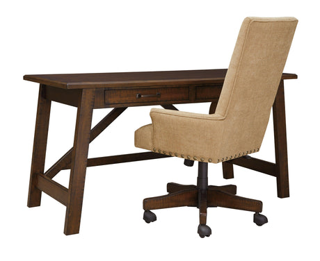 Side view highlighting rustic brown finish