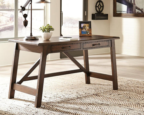 Baldridge Rustic Brown Home Office Desk front view
