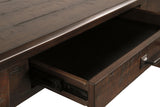 Distressed finish detail on Baldridge Rustic Brown Desk