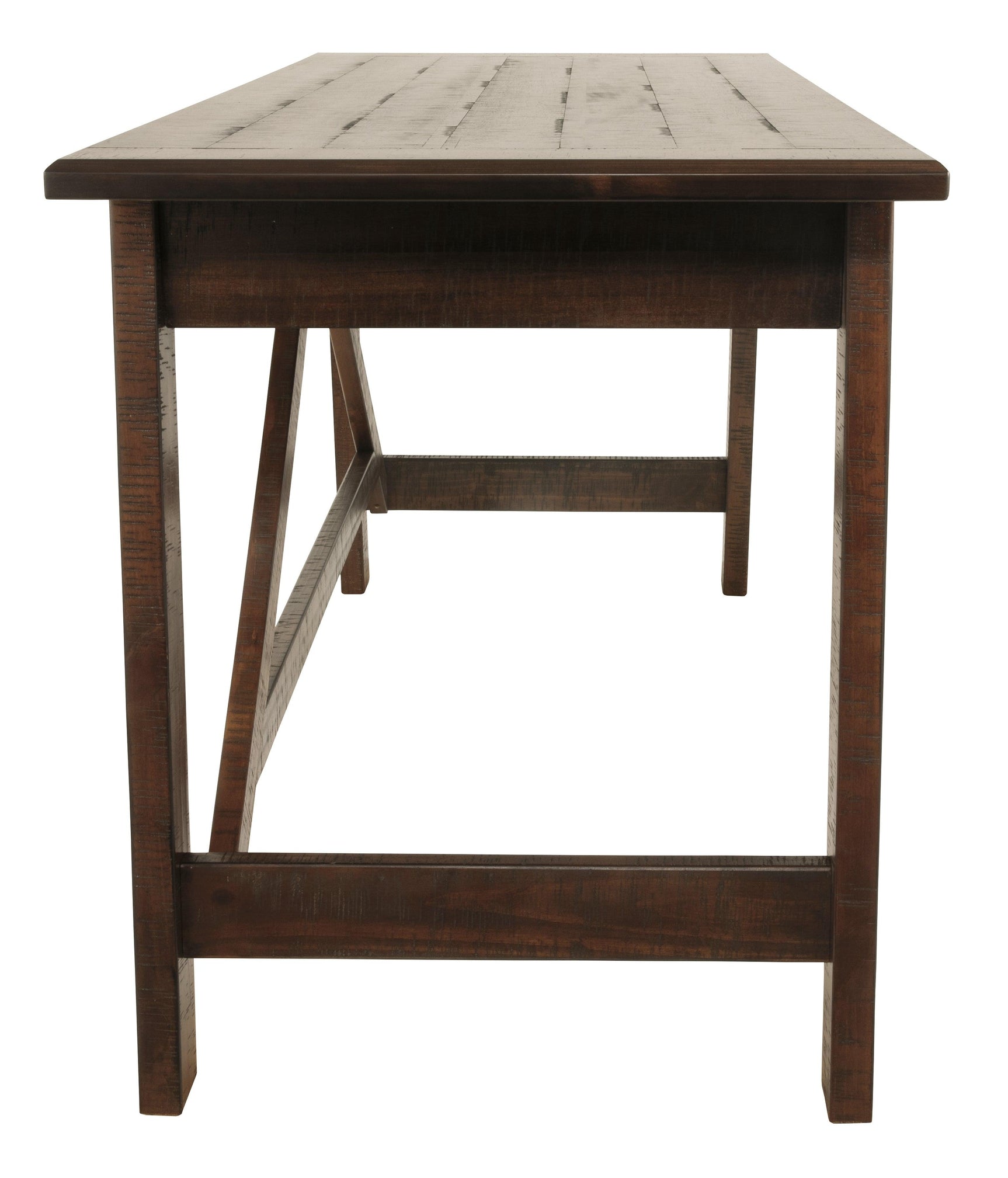 Side angle showing desk thickness and brace