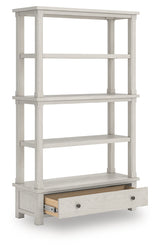 Robbinsdale bookcase open drawer side view