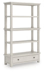 Robbinsdale antique white 75 inch bookcase angled side view