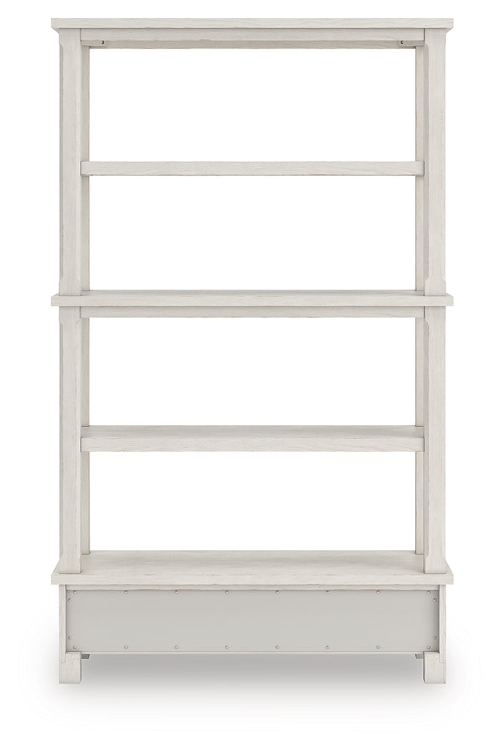 Robbinsdale antique white 75 inch bookcase back view