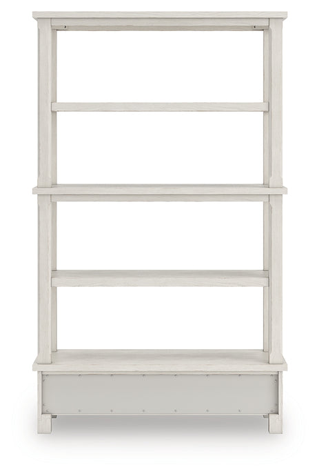 Robbinsdale antique white 75 inch bookcase back view